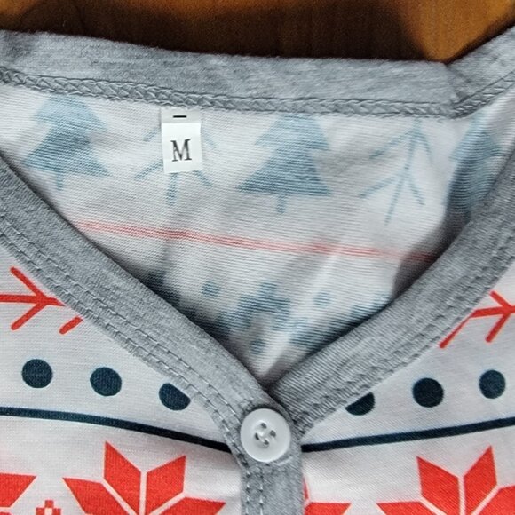 Women's 2 Pc Holiday Henley Pajama Sleep Jogger Set Reindeer Tree Star - M - Picture 9 of 9